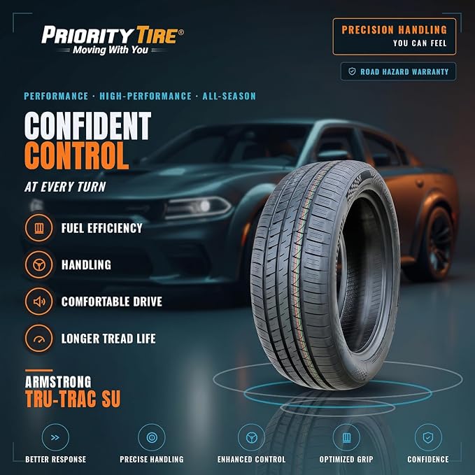 Armstrong Tru-Trac SU All-Season Passenger Car Performance Radial Tire-215/55R18 215/55/18 215/55-18 99V Load Range XL 4-Ply BSW Black Side Wall UTQG 440AA