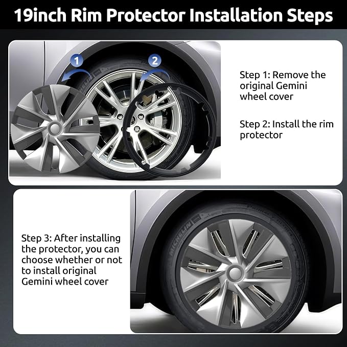Wheel Rim Protector for Tesla Model Y Gemini 19 inch Apollo Wheels 2020-2024 Model Y Accessories All-in-one Car Tire Trim Rings Rim Case Hubcaps Wheel Cover