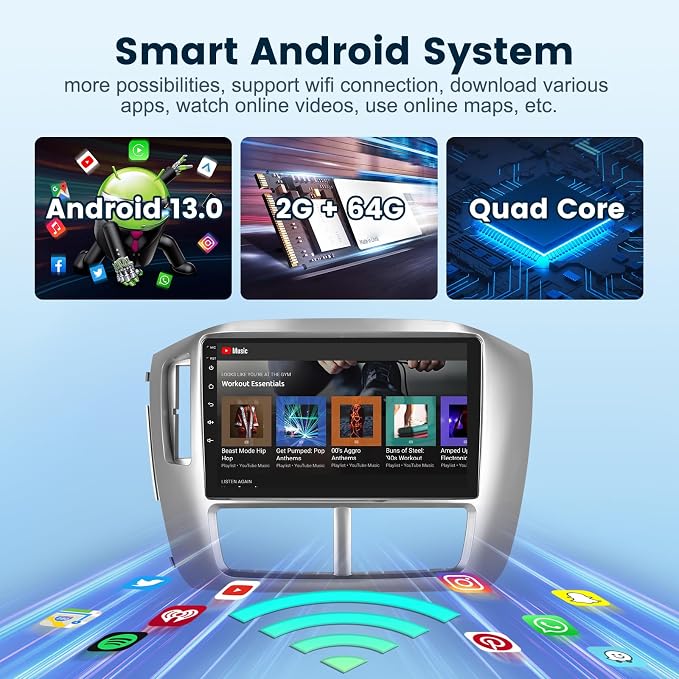 2G+64G Car Radio Stereo for Honda Pilot 2006 2007 2008, Wireless CarPlay Android Auto, 9 Inch IPS Touch Screen Android 13 GPS WiFi Bluetooth 32-Band DSP SWC AHD Camera