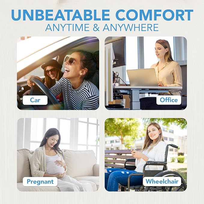 Car Seat Cushion, Car Seat Pillow, Automotive Cushion | Memory Foam Car Seat Cushion for Long Driving, Butt Pillow for Pain Relief, Driver Seat Cushion for Car, Truck, Office, Black