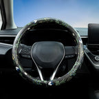 Boho Floral Steering Wheel Cover Auto Leather Steering Wheel Protector, Anti-Slip, Breathable, Absorbing Sweat, Universal Floral Car Accessories 14.5–15 inch,Fit for Most Car, Trucks, SUV