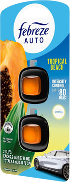 AUTO Air Freshener, Odor-Fighting Automotive Vent Clip, Scented Car Accessories, Long Lasting for Strong Odors, Tropical Beach Scent, 2 Count