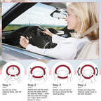 Pink Steering Wheel Cover, Non-Slip Breathable Comfort PU Imitation Leather Cute Car Accessories for Women Girl, Universal Protector in All Season 15 inch Fit Most Car
