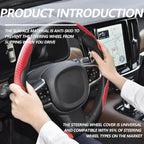2pcs Universal Fit Carbon Fiber Steering Wheel Cover, Anti-Skid Steering Wheel Cover/Segmented Steering Wheel Protector/Car Interior Accessories (red)