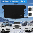 Windshield Cover for Ice and Snow - Universal Windshield Cover Fit for Car, SUV, Truck, 600D Oxford Fabric Winter Frost Protector for Ice & Sleet, Includes 2 Side Mirror Covers, XL Black