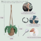 Handmade Crochet Hanging Car Air Freshener - Botanical Fern Leaf Design with 12ml Refillable Glass Essential Oil Bottle, Long-Lasting Car Diffuser & Nature-Inspired Decor