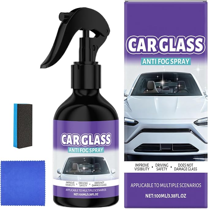 Glass Anti Fog Spray for Car Windshield, with Fast Defogging Formula, 100ml, Glass Cleaner Spray, Truck Interior Cleaner, Long-Lasting Protection,for Window Goggles Mirror Windshield Automotive