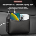 Car Seat Side Pocket Organizer - PU Leather Auto Door Console Mini Storage Bag for Keys, Phone, Sunglasses, Registration, and Documents (Dark Red)