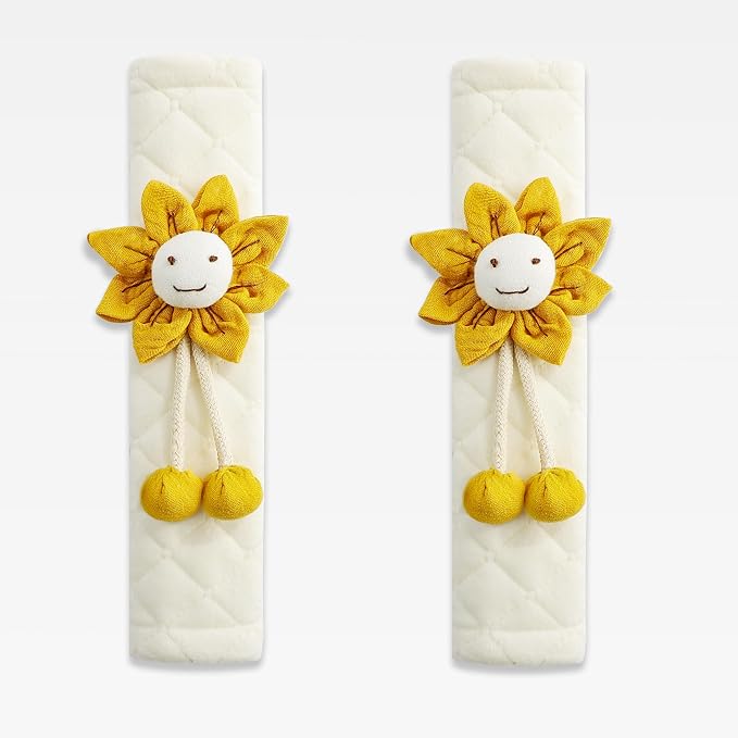 Soft Auto Seat Belt Cover Seatbelt Shoulder Pad Cushions 2 PCS for a More Comfortable Driving Universal Fit for All Cars and Backpack Off-White Orange Sunflower