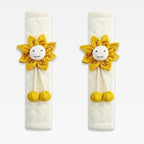 Soft Auto Seat Belt Cover Seatbelt Shoulder Pad Cushions 2 PCS for a More Comfortable Driving Universal Fit for All Cars and Backpack Off-White Orange Sunflower