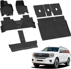 Floor Mats&Cargo with Backrest Mats for 8 Seats 2025 2026 2027 Ford Expedition MAX, All Weather TPE Custom Fit for Car Liners, 1st& 2nd& 3rd, (Only Fit 3rd Row 40/20/40 Split Bench seat) 5pcs