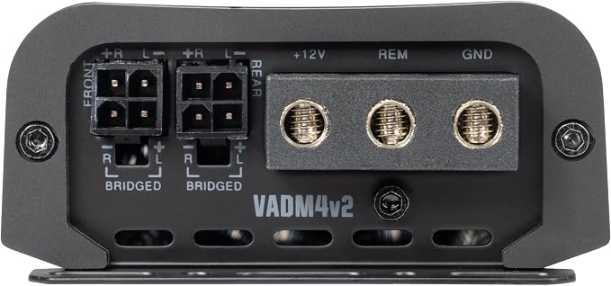 VADM4 v2 Model 4-Channel Class D Amplifier 1000W Peak, 500W RMS, 2/4-ohm Stable, High/Low Pass X-Over, for Car/Truck/Marine/UTV/Motorcycle (VADM4v2)