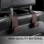 2 PCS Car Seat Headrest Hooks, Microfiber Leather Hanger Holder Hook for Hanging Purse and Bag, Universal Vehicle Back Seat Organizer Hook for Grocery Bag Handbag Coat (Brown)