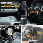 Car Phone Mount with Cup Holder Expander - Upgraded Anti-Shake 2-in-1 Cup Phone Holder for SUVS Trucks with Adjustable Aluminium Alloy Long Neck, fit for iPhone Samsung Galaxy (Black)