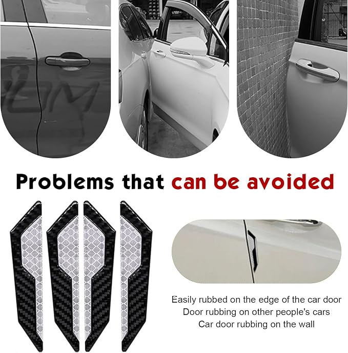 4 PCS Car Door Edge Guard Stickers, Reflective Car Door Edge Protector, Anti-Scratch & Anti-Collision Side Doors Warning Guard Strips, Auto Body Self Adhesive Strips for SUV Truck (White)