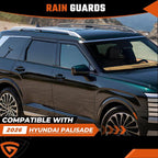 Rain Guards Compatible with Hyundai Palisade 2026, Tape-on Durable Side Window Sun Wind Deflectors, 2026 Palisade Rain Guard Black 4 PCS