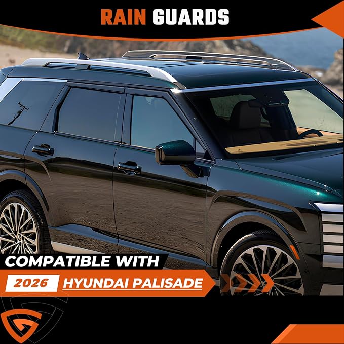 Rain Guards Compatible with Hyundai Palisade 2026, Tape-on Durable Side Window Sun Wind Deflectors, 2026 Palisade Rain Guard Black 4 PCS
