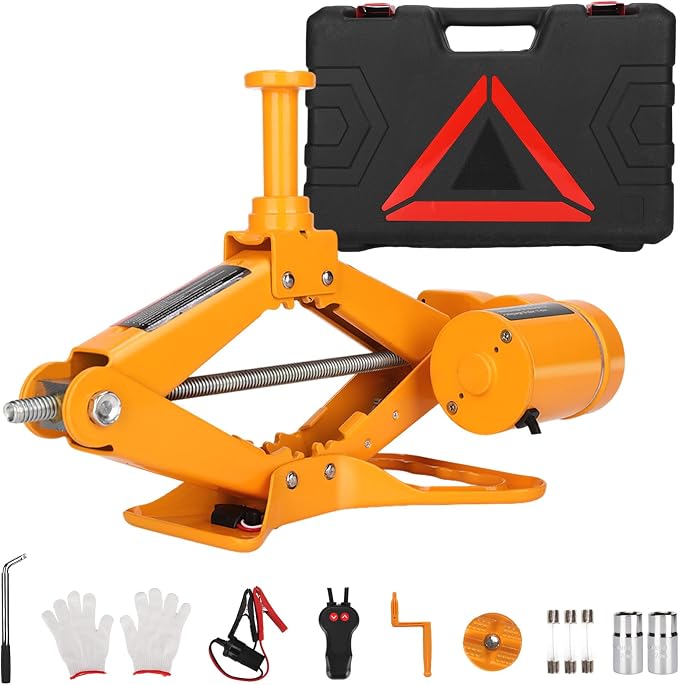 Electric Scissor Car Jack Kit, 3Ton 12V Portable Auto Car Lift with 17.7" Range for SUV/Sedan, Floor Jack for Tire Change & Roadside Emergency
