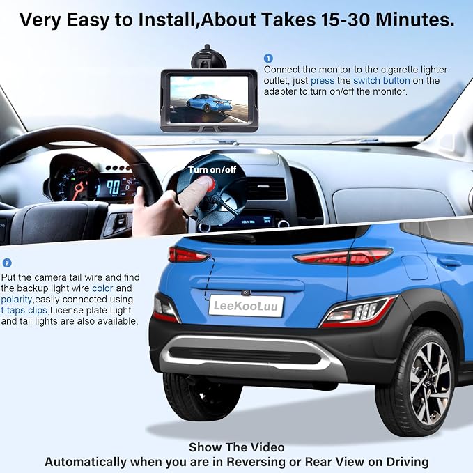 HD 1080P 5 inch Wireless Backup Camera for Truck: Clear Day & Night Vision | 15 Mins Easy Install for Car Trucks SUV Camper Parking Safety Assistance