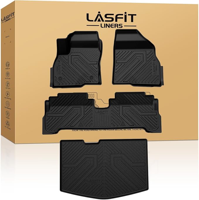 Floor Mats & Cargo Liner for Chevrolet Chevy Bolt EV 2017-2023 (Not EUV), All Weather TPE Custom Fit Floor Liners for Cars, Car Floor Mats Full Set for Chevrolet Chevy Bolt EV Accessories, 4PCS