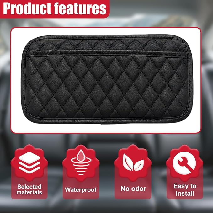 2PCS Car Side Pocket Organizer, Universal Waterproof PU Leather Auto Seat Gap Filler Storage Bag, Self-Adhesive Multifunctional Car Door Sunglasses Holder Pouch for Phone, Card (L)