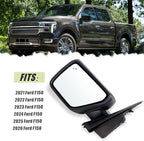 Left Driver Side Door Mirror Compatible With 2021 2022 2023 2024 2025 2026 Ford F150 With Power Glass Manual Folding Heated Blind Spot Matte Black Replace#ML3Z17683VA(7 Pins)