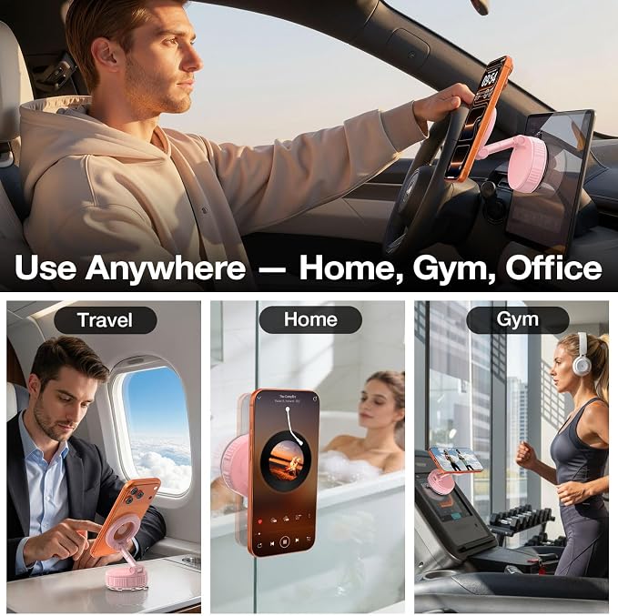 Phone Holders for Your Car for Magsafe Car Mount (130LB Ultra Suction Cup & 360° Adjustable) Vacuum Cell Phone Car Mount, Magnetic Car Phone Holder for Dashboard/Windshield for iPhone & Android