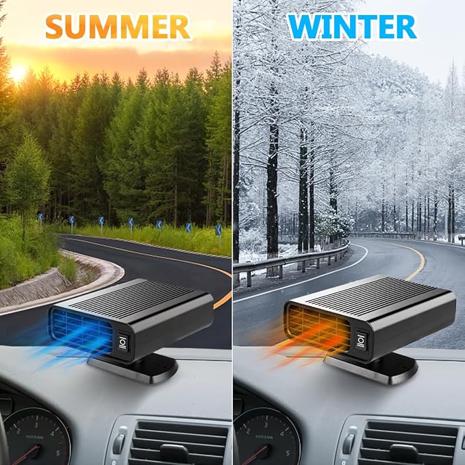 12V 150W Car Heater, Portable Car Heater Plug into Cigarette Lighter, 2 in 1 Fast Heating Defrost Defogger, Windscreen Defogger Window Defroster for Car