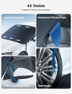 Windshield Cover for Ice and Snow - [ Magnetic Fit][ 1S Snow Removal][ Ultra Waterproof] Heavy Duty 800D Oxford Fabric, 4X Stable, Winter Car Gifts Accessories for Most Cars, SUV (62"x48")