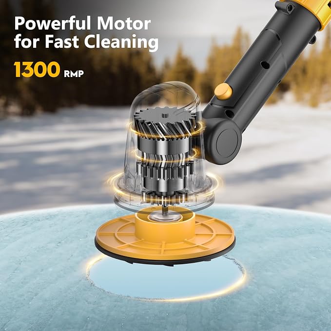 Electric Ice Scraper for Dewalt 20V Battery, 1300RPM High-Speed Windshield Scraper for Ice and Snow, 45° Head Adjust, Extension Rod, Ice Scraper for Car Window(Battery Not Included)(Yellow)