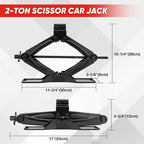 Car Jack 2 Ton (4409 lbs), Scissor Car Jack Kit with Extended & Widened Base, 360° Rotatable Rubber Pad, Tire Changing Kit with Ratchet & Lug Wrench - Scissor Lift Jacks for Cars, SUV, MPV