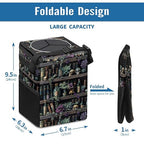 Gothic Witchy Skull Floral Car Trash Can with Lid Collapsible Reusable Waterproof Car Garage Bag,Automotive Garbage Can,Car Accessories Interior Car Organizer