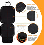 Car Seat Protector, Large Auto Protector for Child Seats with Thickest Padding and Non-Slip Backing Mesh Pockets for SUV, Sedan, Truck, Leather and Fabric - Black