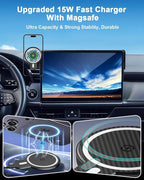 PZK Car Phone Holder for Toyota RAV4 2019-2025 Accessories 7/8-Inch Screen | Hybrid LE/XLE/Premium Magnetic 15W Fast Wireless Charger Car Phone Mount 360° Rotation Not Affect Vent (Not Fit 9/10.5'')