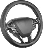 Steering Wheel Cover 14.5-15 inch (37-39 cm) Medium Size, Microfiber Leather, Non-Slip Comfortable Grip, Fits Cars Trucks SUVs, Black