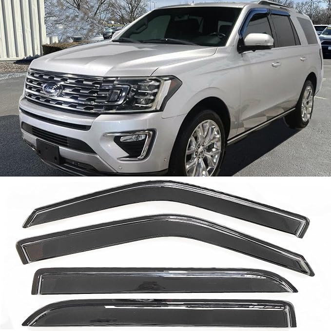 Rain Guards Window Visors Vent Deflectors for 1997-2017 Ford Expedition/1998-2017 Lincoln Navigator, Side Wind Deflectors Window Vent Guard Shade Sun Car Accessories 94233 4-Pieces Set