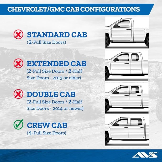 Auto Ventshade [AVS] in-Channel Rain Guards for 2019-2026 Chevrolet/GMC Silverado/Sierra 1500, 2020-2026 Silverado/Sierra 2500/3500, Crew CAB ONLY | Window Vent Visors, 4 pcs. - Smoke | 194805