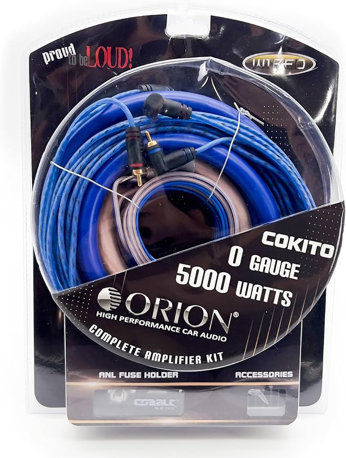 ORION Cobalt COKIT0 0-Gauge CCA Amp Wiring Kit, 100% American Wire Gauge (AWG) Standard, High Current Amplifier Install Kit with Fuse Holder, RCA Cable & Speaker Wire for Car Audio Systems