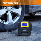 Tire Inflator Air Compressor Portable Pump for 12V DC Car Tires with Digital Pressure Gauge 150PSI Auto LED Light Cars ATVs Bicycles