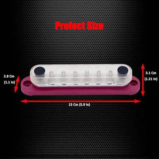 8 x M5 (#10) Studs Power Distribution Block Bus Bar 12V, 5.9" HD 120A Marine BusBar Battery Distribution Block W/Cover for Car Boat Solar (Red)