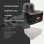 Dog Booster Car Seat for Small/Medium Dogs,6in Memory Foam Elevated Cushion,Fully Detachable and Washable,2 Clip-On Safety Leashes,Anti-Slip Base(Black/Grey,Medium)
