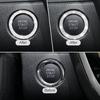 Car Bling Crystal Rhinestone Engine Start Ring Stickers, 1 Single Drainage Drill and 1 Double Drainage Drill Car Start Button Cover, Key Ignition Knob Bling Ring Decals, Car Accessories(Set Silver)