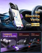 [True Military-Grade] Car Phone Holder [Upgraded Suction & Clip] Cell Phone Mount for Dashboard Windshield Vent Truck Cradle Dash Stand for iPhone 16 Pro Max 15 14 13 12 Android, Purple