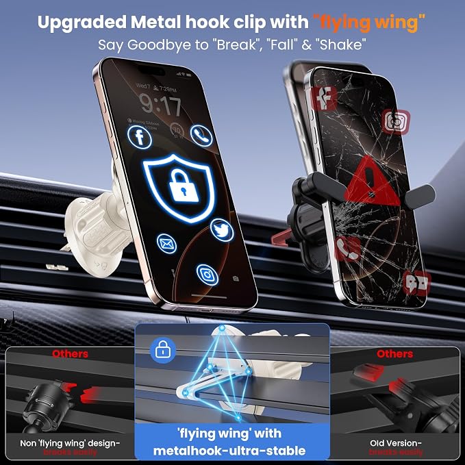 for MagSafe Car Mount Magnetic Phone Holder for Car [2026 Upgraded 22X Magnets & Double-Hooks] Phone Holders for Your Car Stand for Dashboard Vent GPS for iPhone 17/16/15/14/13 Android Apricot