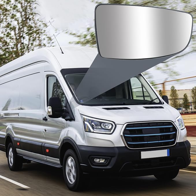 Passenger Right Side Lower Mirror Glass Replacement for Ford Transit 150 250 350 MK8 2014 2015 2016 2017 2018 2019 2020 2021 2022 2023 with Plate