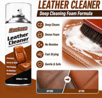 Leather Cleaner and Conditioner Kit, Car Leather Care Set with Horsehair Cleaning Brush, Deep Cleans, Conditions and Restores Car Interiors, Furniture, Shoes, Boots, Bags & Apparel