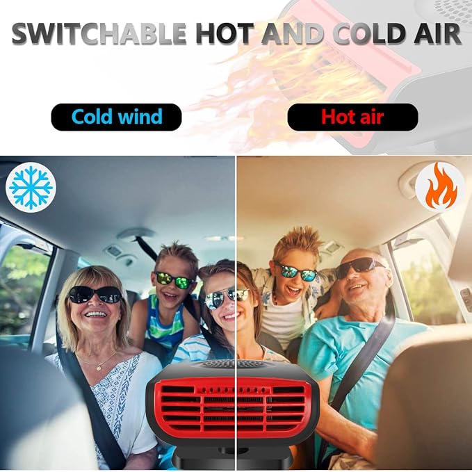 Car Heater, Car Heater Defroster With 2 in 1 Heating/Cooling, Anti-Fog Plug in Cigarette Lighter for Car Defroster Windshield Fast Defogge, Suitable for Cars and SUV