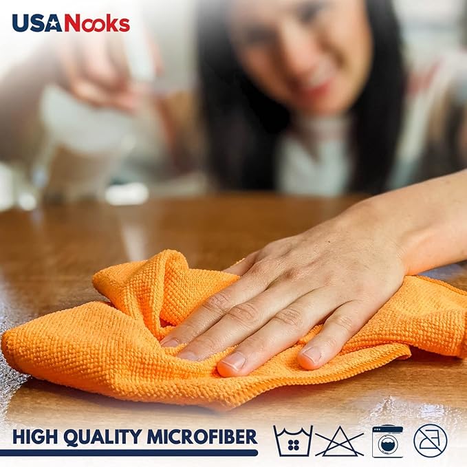 Microfiber Cleaning Cloth - 8 Pcs 12"x11" - High Performance - 1200 Washes, Ultra Absorbent Towels Weave Grime & Liquid for Streak-Free Mirror (Pack of 8)