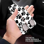 Car Seat Headrest Hook, Universal Leather Cute Hanger Holder Hook, Storage Organizer Interior Accessories for Purse Bags Handbag Black White Dog Paws