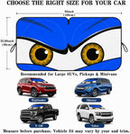 Car Windshield Sun Shade, Universal Fit Full-Size SUV Pickup, Monster Blue | 63 x 33.86" Large Foldable Windshield Cover, Foldable Front Window Sunshade, UV Heat Blocker, Cute Eyes Series